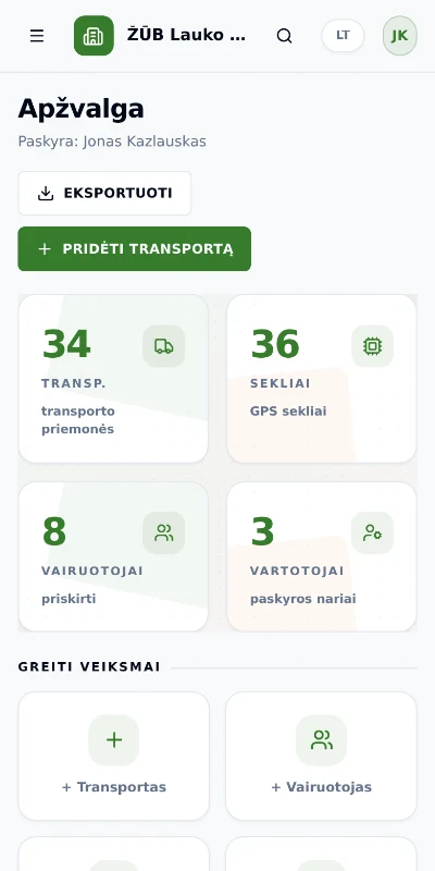 AgroMap mobilā lietotne ar vienas mašīnas maršrutu